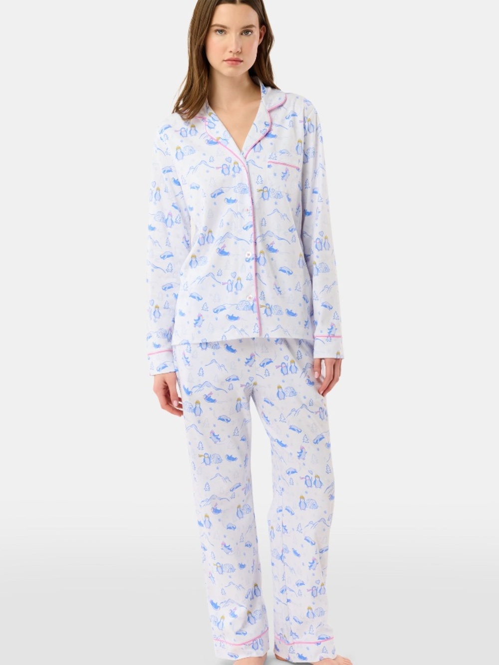 Roller Rabbit Penguin Party Long Sleeve Polo Pajamas Size XXSBLUE / XXS